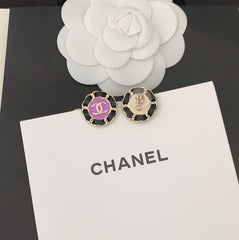 Purple Round Earrings