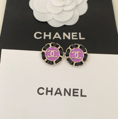 Purple Round Earrings