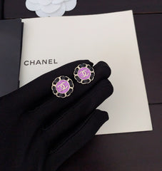 Purple Round Earrings