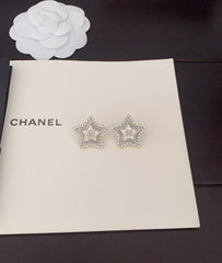 White Pearl Star Earrings