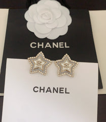 White Pearl Star Earrings