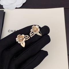 Brass camellia earrings