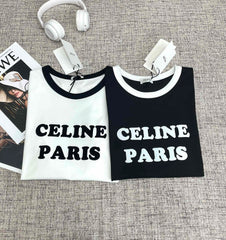 Contrast Collar Flocked T-Shirt
