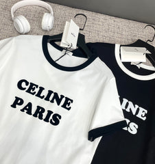 Contrast Collar Flocked T-Shirt