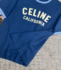 Contrast Collar Flocked Print T-Shirt