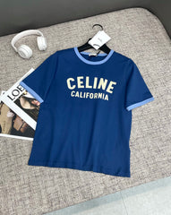 Contrast Collar Flocked Print T-Shirt