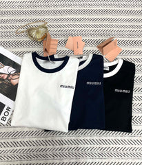 Colorblock Collar Embroidered T-Shirt