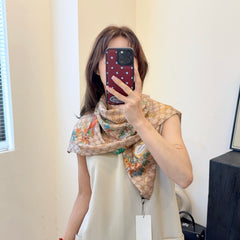 Classic silk printed floral shawl