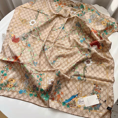 Classic silk printed floral shawl