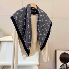 Classic Silk Printed Black Shawl