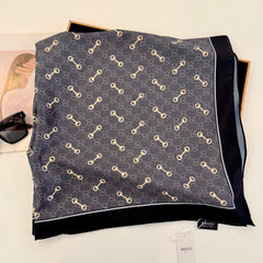 Classic Silk Printed Black Shawl