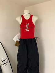 Sequined ribbed knit vest