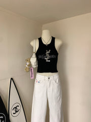Sequined ribbed knit vest