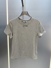 Simple embroidered cotton T-shirt