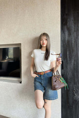 Simple embroidered cotton T-shirt