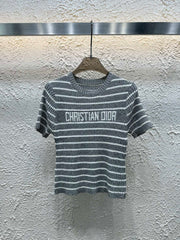 Striped color block knitted T-shirt