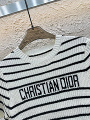 Striped color block knitted T-shirt