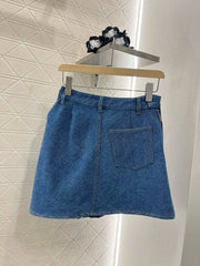 Denim pleated skirt