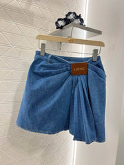 Denim pleated skirt