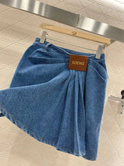 Denim pleated skirt