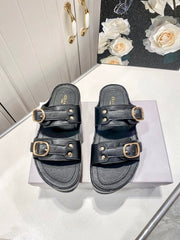 Thick-soled sheepskin slippers