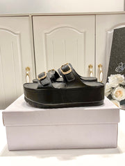 Thick-soled sheepskin slippers