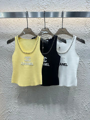 Diamond Embroidered Letters Knitted Vest