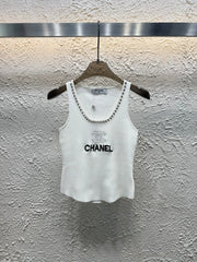 Diamond Embroidered Letters Knitted Vest