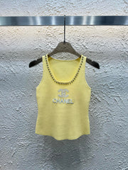 Diamond Embroidered Letters Knitted Vest