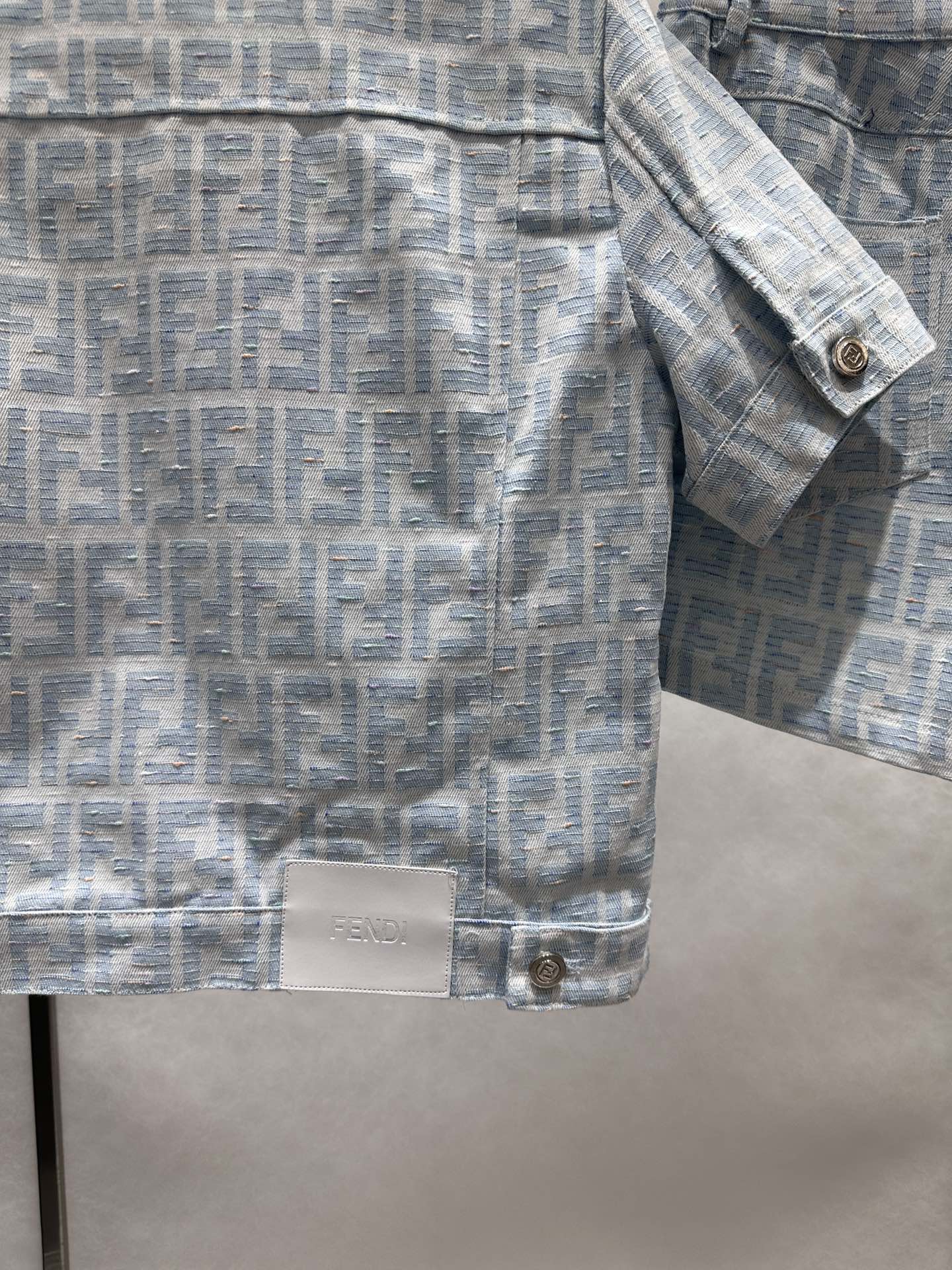 Blue F Chambray Jacket and Shorts Set