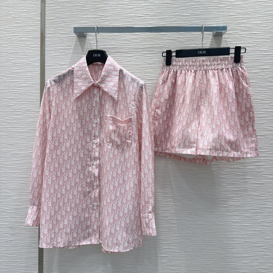 Vintage Embossed Shirt & Shorts Set