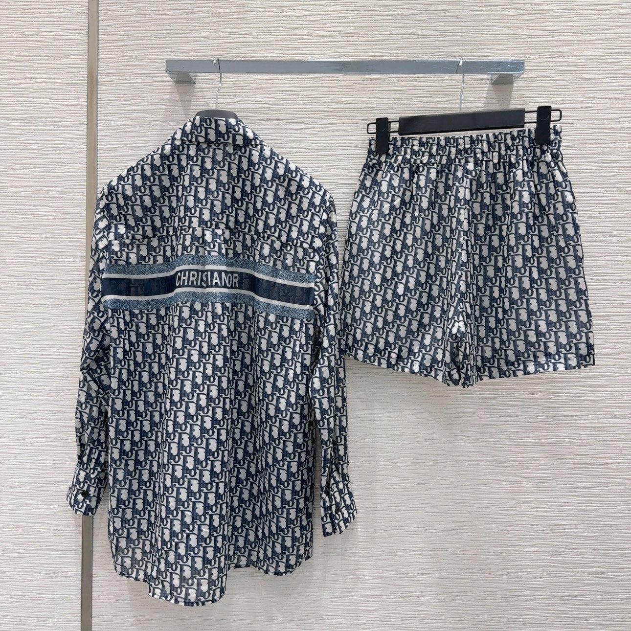 Vintage Embossed Shirt & Shorts Set